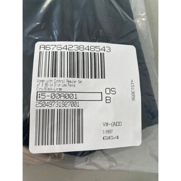 Women with Control Regular Set of 2 86/14 Slim Leg Pants Size Large Ecru Black - Picture 2 of 7